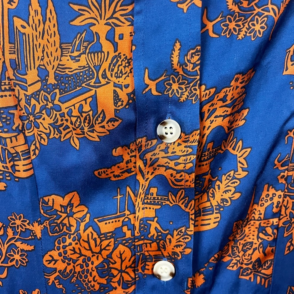 WOOD WOOD Women's Belinda Dress Blue Long Sleeve Printed Shirt Dress- Size 2 - Picture 10 of 12